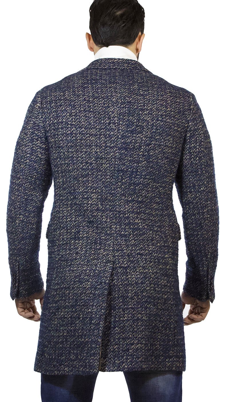 Seventy Cappotto lungo uomo in lana bouclè blu. Capispalla Uomo - Boutique Luisa Trendy