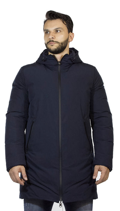 Seventy Giaccone uomo lungo blu con cappiuccio in tessuto tecnico reversibile in piuma Capispalla Uomo - Boutique Luisa Trendy