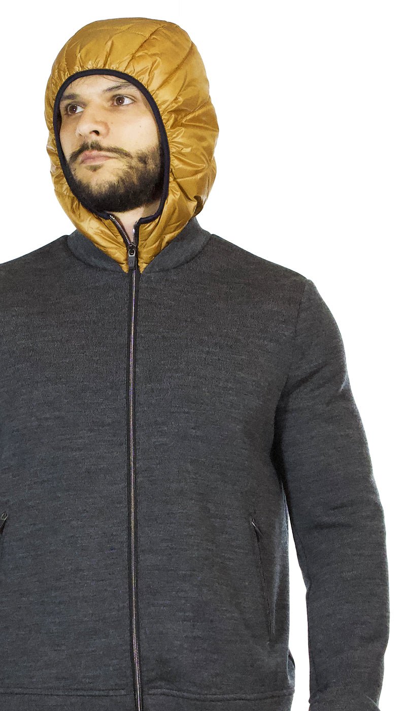 Seventy Maglia giacca uomo grigia in lana con zip e cappuccio in piuma marrone Maglie e cardigan uomo - Boutique Luisa Trendy