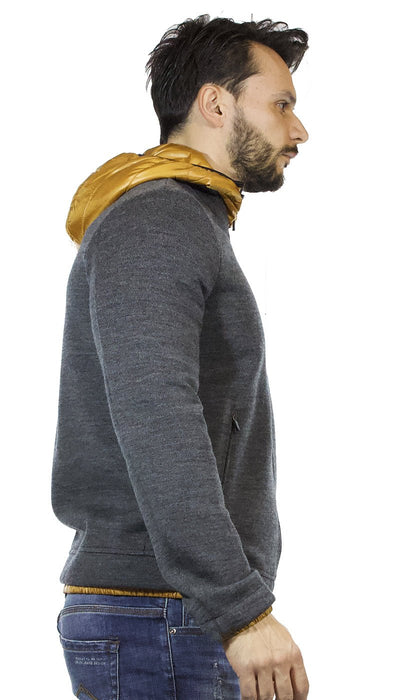 Seventy Maglia giacca uomo grigia in lana con zip e cappuccio in piuma marrone Maglie e cardigan uomo - Boutique Luisa Trendy