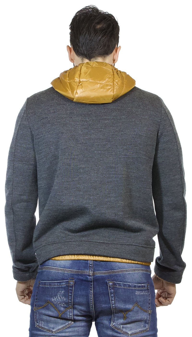 Seventy Maglia giacca uomo grigia in lana con zip e cappuccio in piuma marrone Maglie e cardigan uomo - Boutique Luisa Trendy