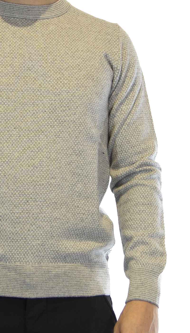 Seventy Maglia uomo grigia in lana con micro disegno Maglie e cardigan uomo - Boutique Luisa Trendy