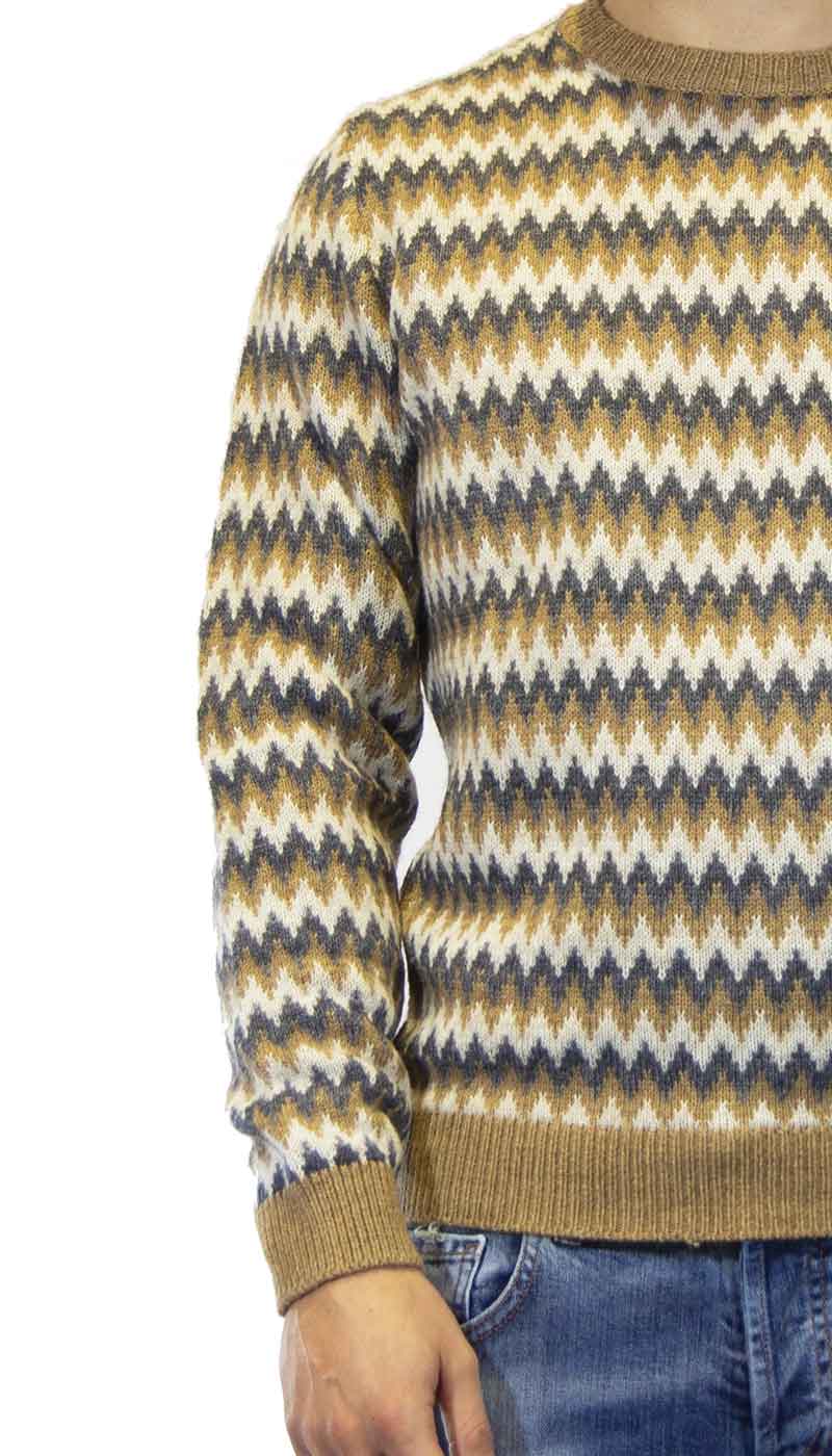 Seventy Maglia uomo in lana color cammello a fantasia Maglie e cardigan uomo - Boutique Luisa Trendy
