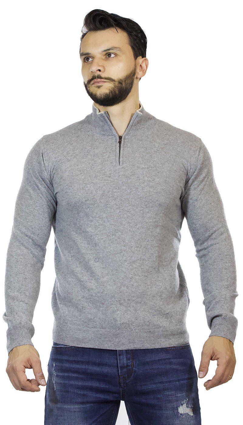Seventy Maglia uomo in lana grigia , collo alto con zip Maglie e cardigan uomo - Boutique Luisa Trendy