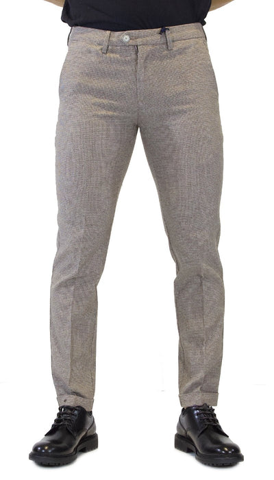 Seventy Pantalone uomo in tessuto stretch fantasia pied de poule marrone - Boutique Luisa Trendy