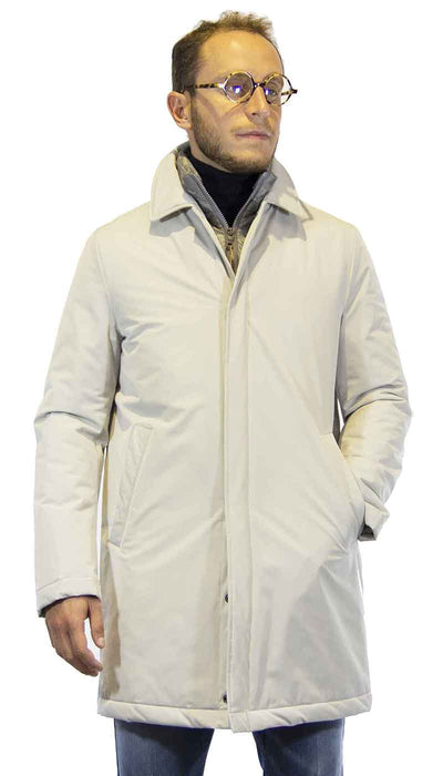 Seventy Trench uomo ghiaccio in tessuto con pettorina in piuma. Capispalla Uomo - Boutique Luisa Trendy