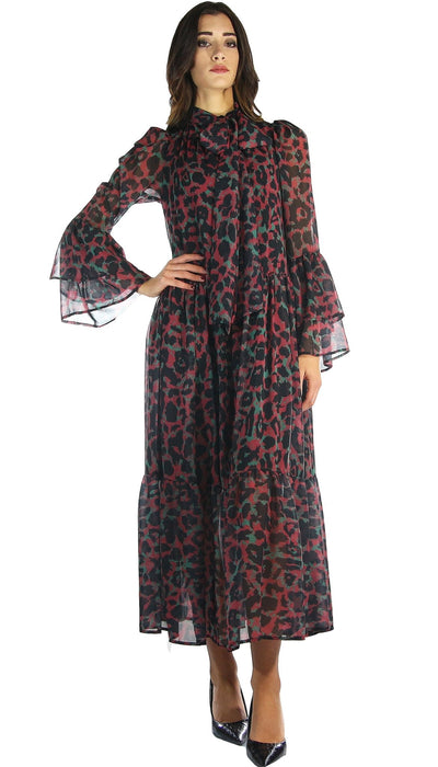 Silvian Heach Abito lungo animalier con volant Vestiti - Boutique Luisa Trendy