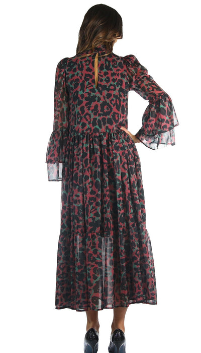 Silvian Heach Abito lungo animalier con volant Vestiti - Boutique Luisa Trendy