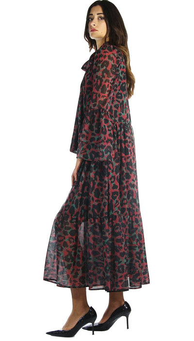 Silvian Heach Abito lungo animalier con volant Vestiti - Boutique Luisa Trendy