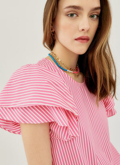 Silvian Heach Blusa in cotone rigata con rouches. Bluse e camicie - Boutique Luisa Trendy