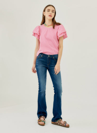 Silvian Heach Blusa in cotone rigata con rouches. Bluse e camicie - Boutique Luisa Trendy