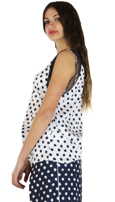 Silvian Heach Canotta a pois con ricamo in pizzo. T-Shirt e top - Boutique Luisa Trendy