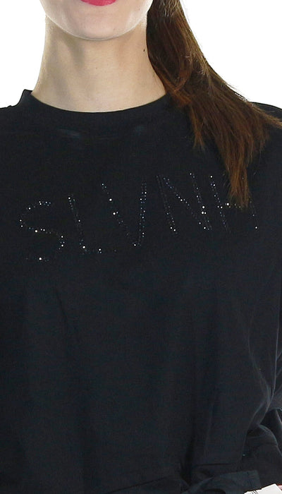 Silvian Heach Felpa crop con logo in strass. Felpa - Boutique Luisa Trendy