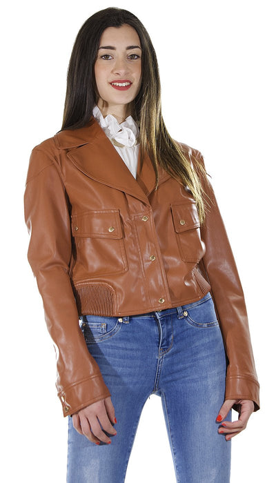 Silvian Heach Giacca in ecopelle con rever ampio. PGA19432GB Capispalla Donna - Boutique Luisa Trendy