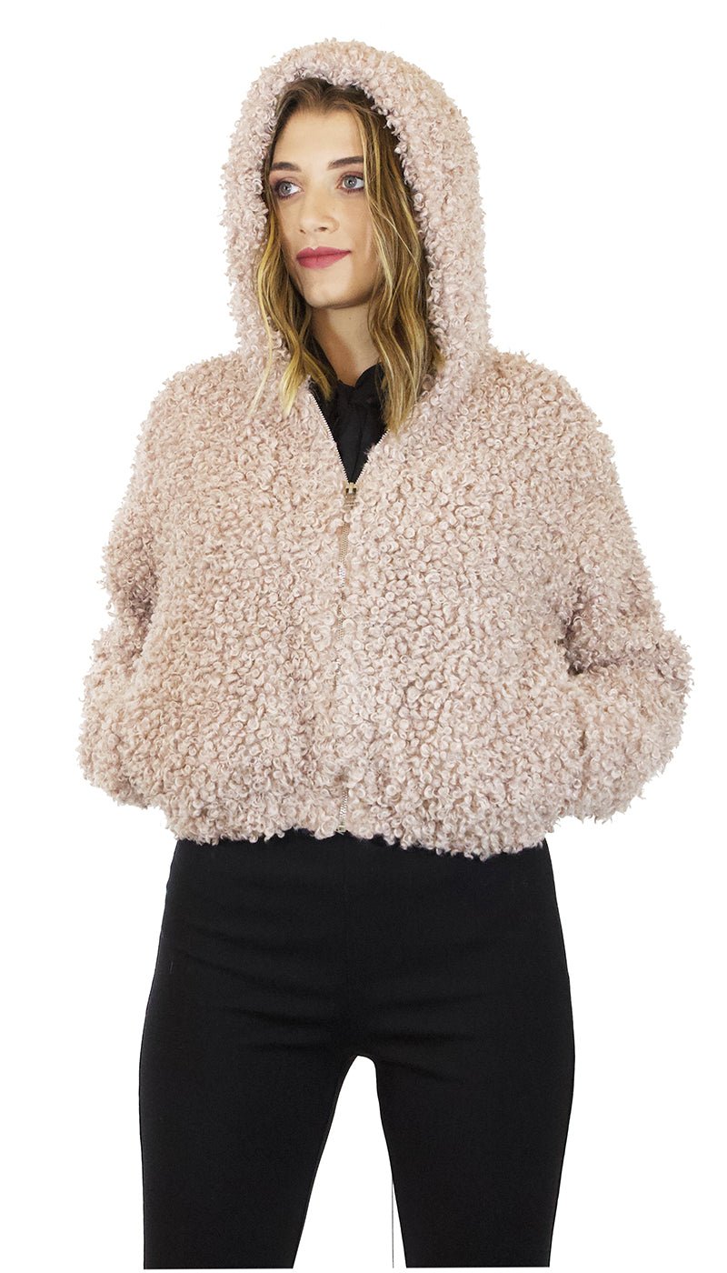 Silvian Heach Giacca in Pelliccia, ecologica beige, con zip e cappuccio. Capispalla Donna - Boutique Luisa Trendy