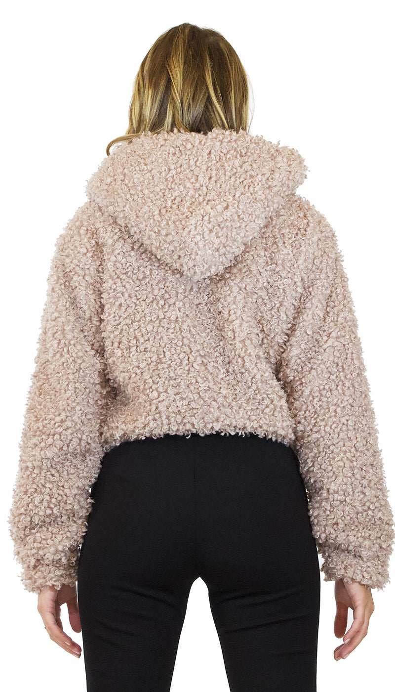Silvian Heach Giacca in Pelliccia, ecologica beige, con zip e cappuccio. Capispalla Donna - Boutique Luisa Trendy