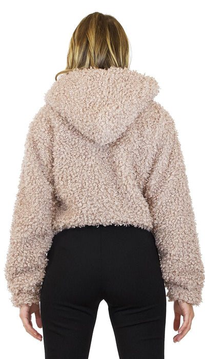 Silvian Heach Giacca in Pelliccia, ecologica beige, con zip e cappuccio. Capispalla Donna - Boutique Luisa Trendy