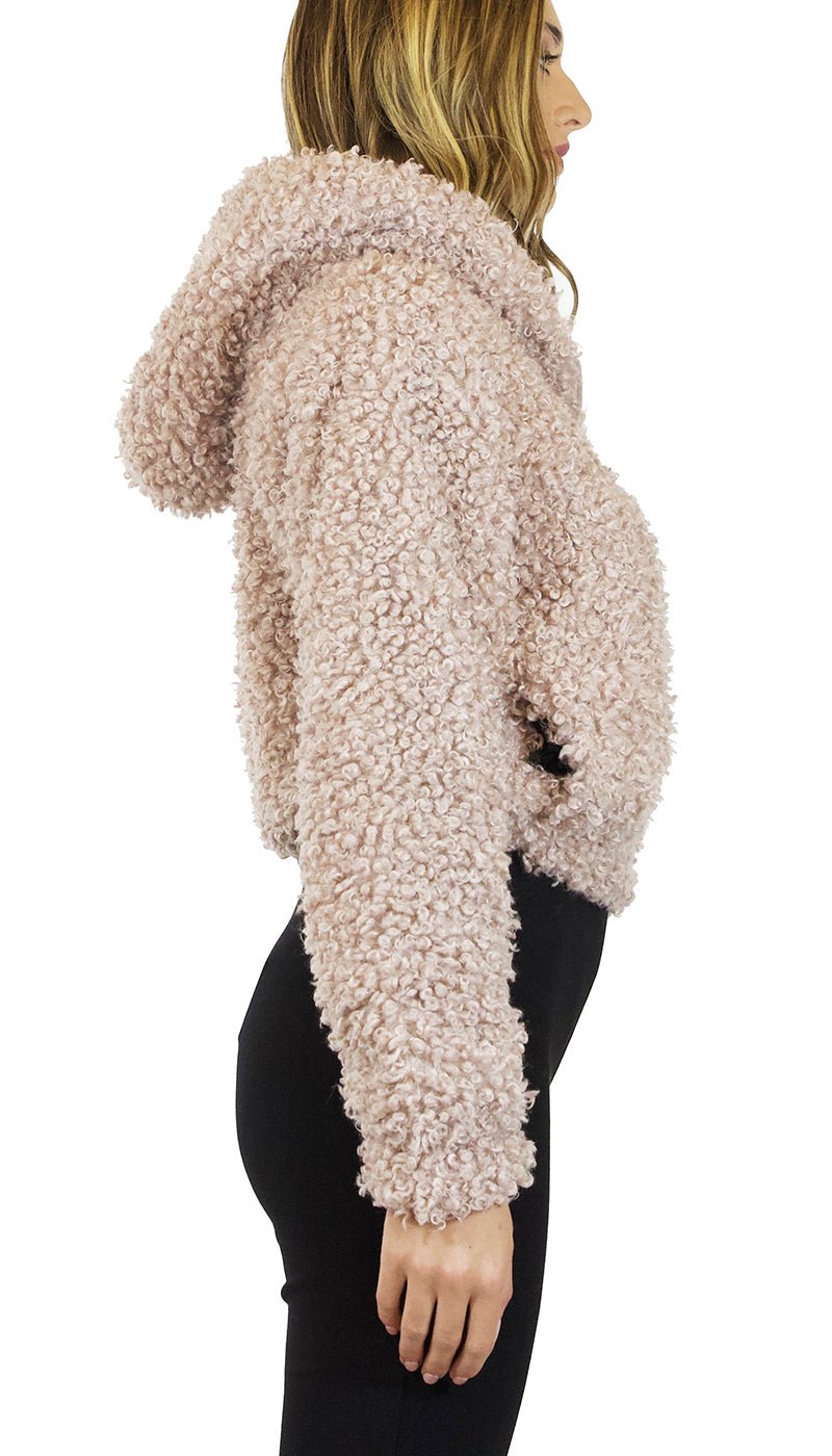 Silvian Heach Giacca in Pelliccia, ecologica beige, con zip e cappuccio. Capispalla Donna - Boutique Luisa Trendy