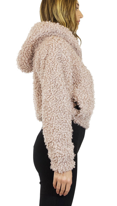 Silvian Heach Giacca in Pelliccia, ecologica beige, con zip e cappuccio. Capispalla Donna - Boutique Luisa Trendy