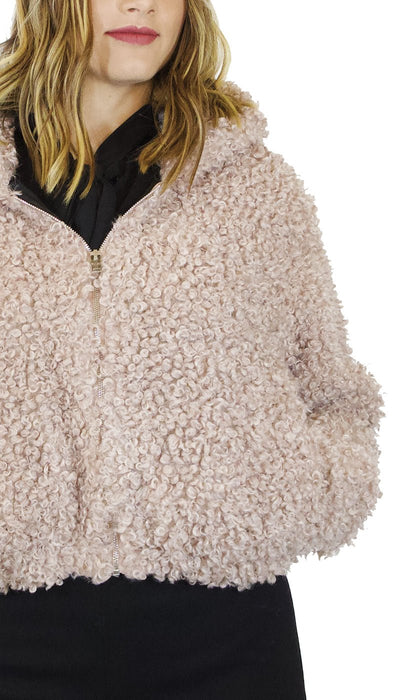 Silvian Heach Giacca in Pelliccia, ecologica beige, con zip e cappuccio. Capispalla Donna - Boutique Luisa Trendy
