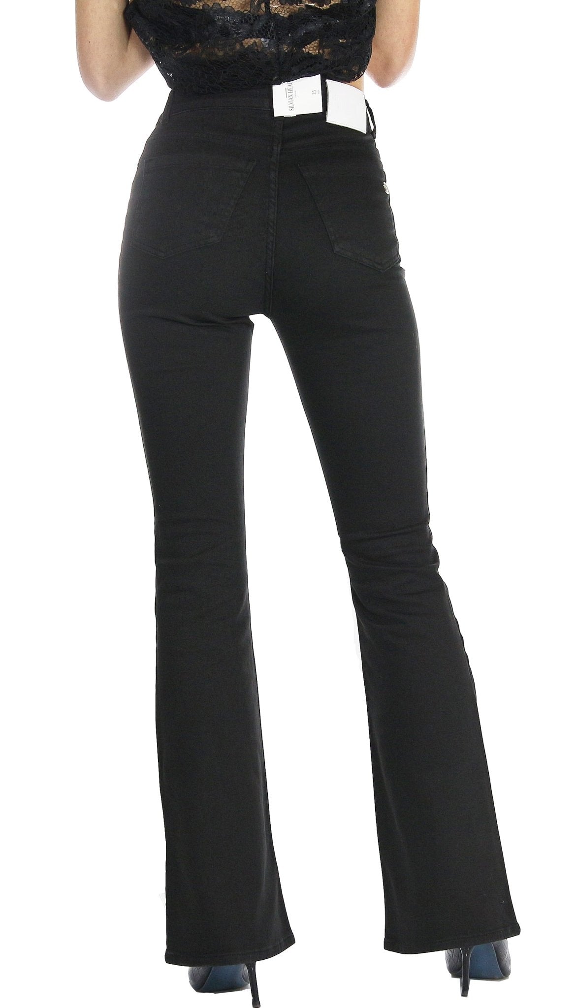 Silvian Heach Jeans nero in cotone a zampa. Jeans - Boutique Luisa Trendy
