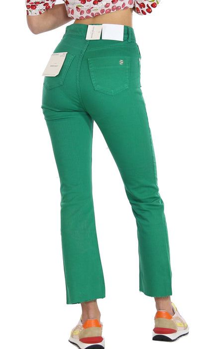Silvian Heach Jeans verde in cotone con fondo sfrangiato. Jeans - Boutique Luisa Trendy