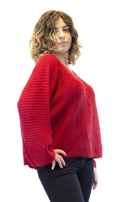 Silvian Heach Maglia donna rossa in lana modello oversize a scatola. Maglie e cardigan Donna - Boutique Luisa Trendy