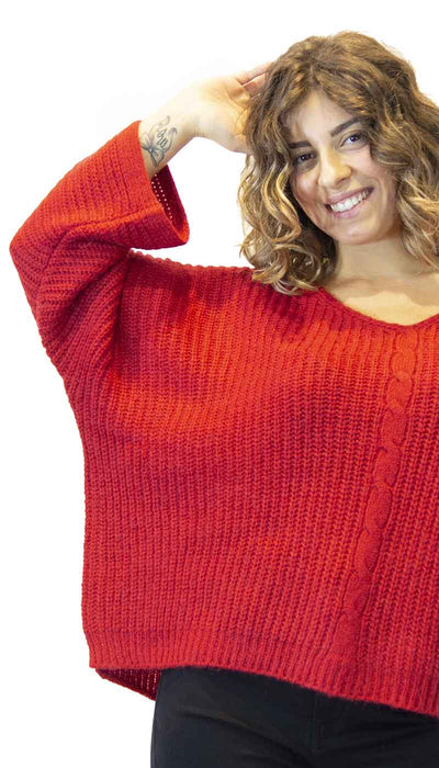 Silvian Heach Maglia donna rossa in lana modello oversize a scatola. Maglie e cardigan Donna - Boutique Luisa Trendy