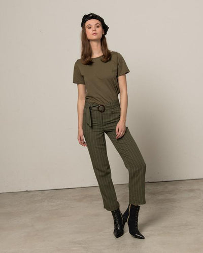Silvian Heach Pantalone gessato verde militare Pantalone Donna - Boutique Luisa Trendy
