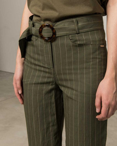 Silvian Heach Pantalone gessato verde militare Pantalone Donna - Boutique Luisa Trendy
