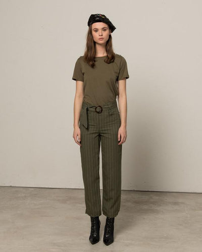 Silvian Heach Pantalone gessato verde militare Pantalone Donna - Boutique Luisa Trendy