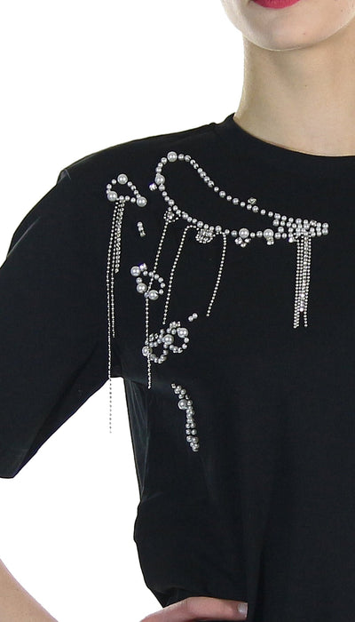 Silvian Heach T-shirt con applicazione al collo. T-Shirt e top - Boutique Luisa Trendy
