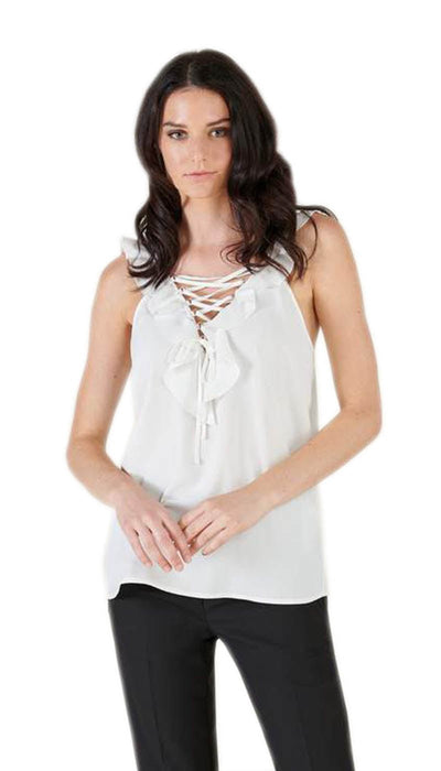 Silvian Heach Top bianco con rouches. PGP21172TO T-Shirt e top - Boutique Luisa Trendy