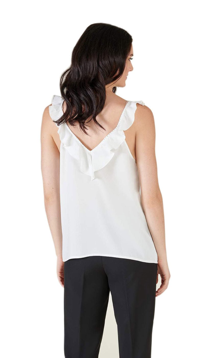 Silvian Heach Top bianco con rouches. PGP21172TO T-Shirt e top - Boutique Luisa Trendy