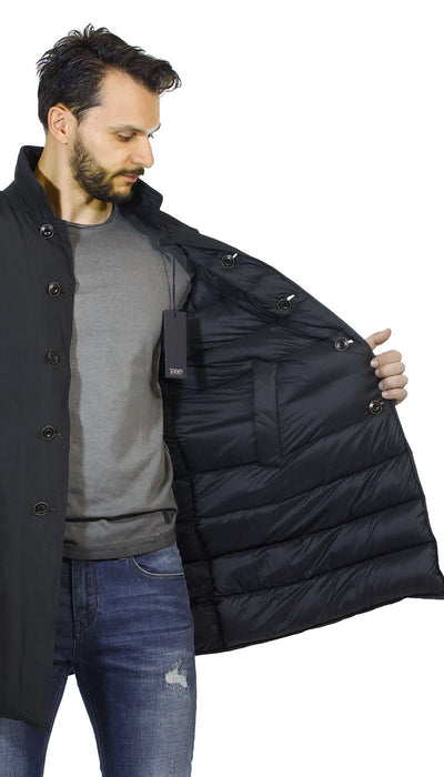Trench uomo Seventy nero in tessuto tecnico reversibile in piuma Capispalla Uomo - Boutique Luisa Trendy