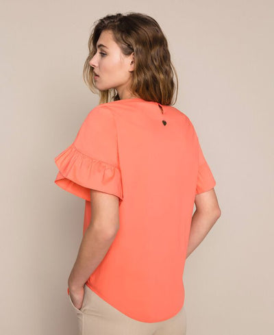 Twinset Blusa in cotone popeline con volant. 201TT2030 Bluse e camicie - Boutique Luisa Trendy
