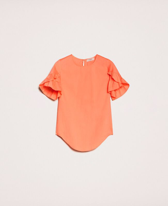 Twinset Blusa in cotone popeline con volant. 201TT2030 Bluse e camicie - Boutique Luisa Trendy