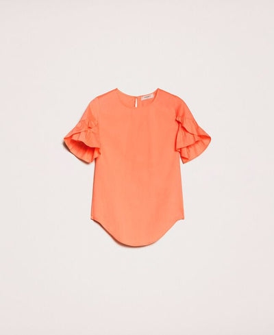 Twinset Blusa in cotone popeline con volant. 201TT2030 Bluse e camicie - Boutique Luisa Trendy