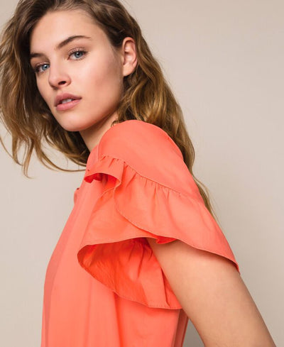 Twinset Blusa in cotone popeline con volant. 201TT2030 Bluse e camicie - Boutique Luisa Trendy