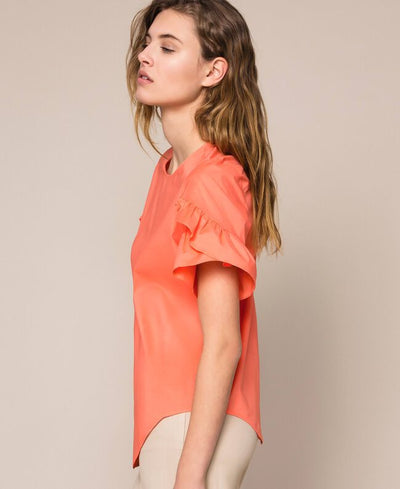 Twinset Blusa in cotone popeline con volant. 201TT2030 Bluse e camicie - Boutique Luisa Trendy