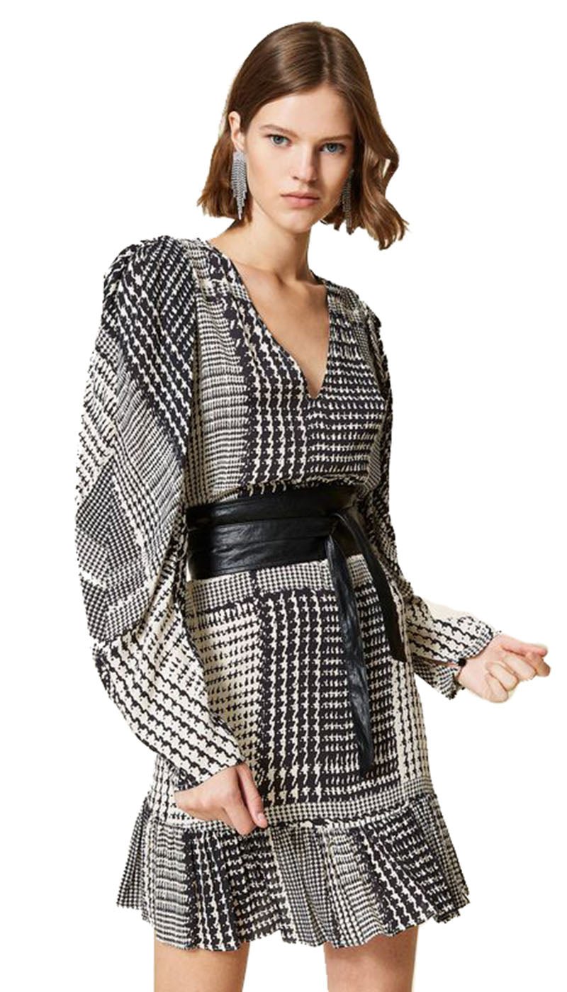 Twinset Milano Abito con stampa pied - de - poule. 212TT234C Vestiti - Boutique Luisa Trendy