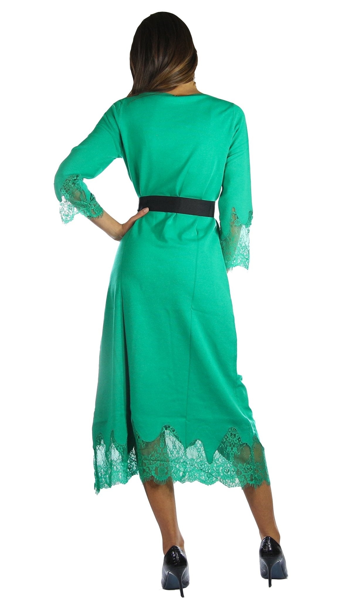 Twinset Milano Abito lungo in maglia con pizzo e cintura Vestiti - Boutique Luisa Trendy