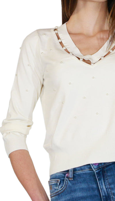 Twinset Milano Maglia con ricamo a mano di perle Maglie e cardigan Donna - Boutique Luisa Trendy