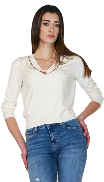 Twinset Milano Maglia con ricamo a mano di perle Maglie e cardigan Donna - Boutique Luisa Trendy
