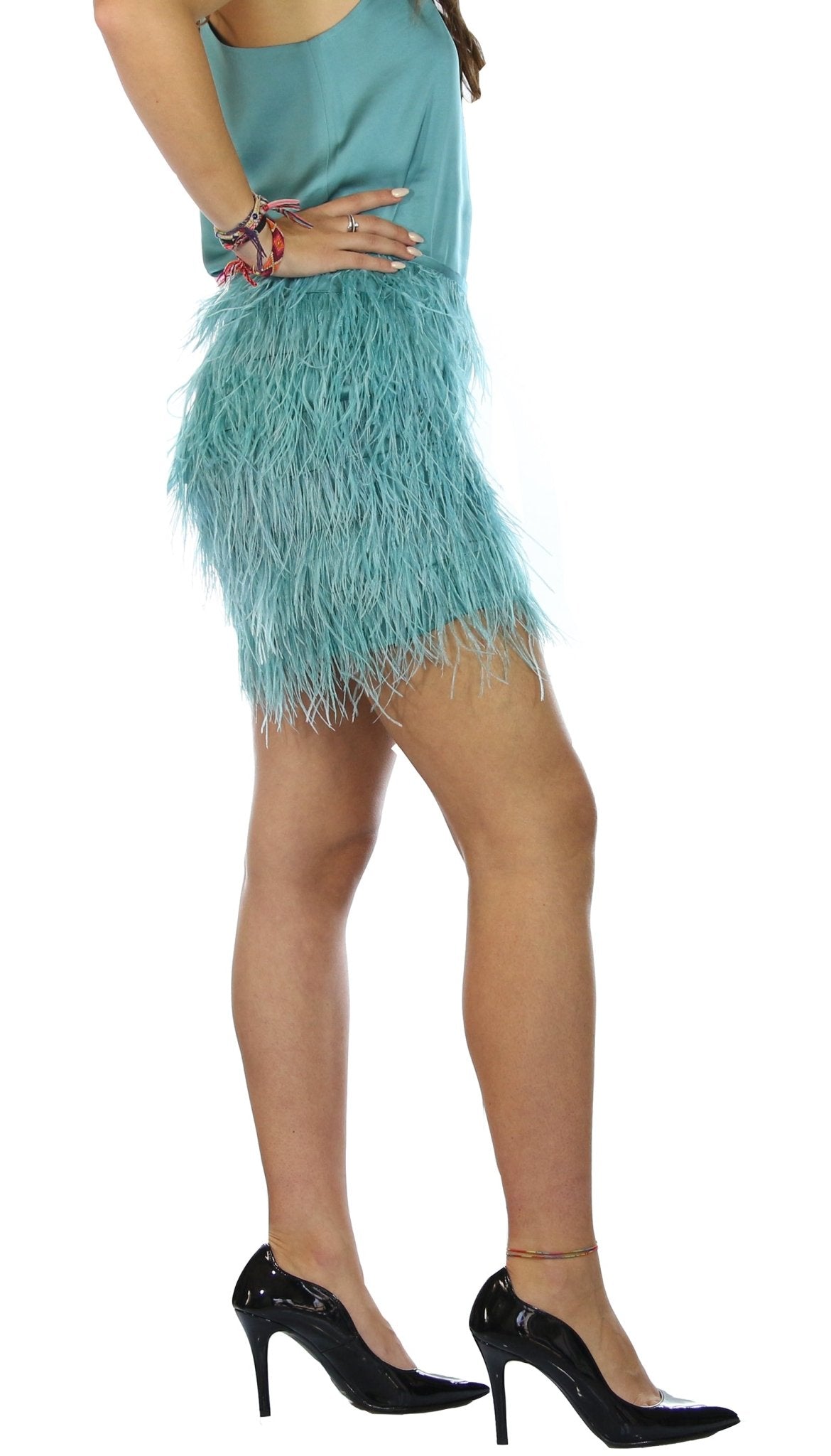 Twinset Milano Minigonna in raso con piume Gonna - Boutique Luisa Trendy