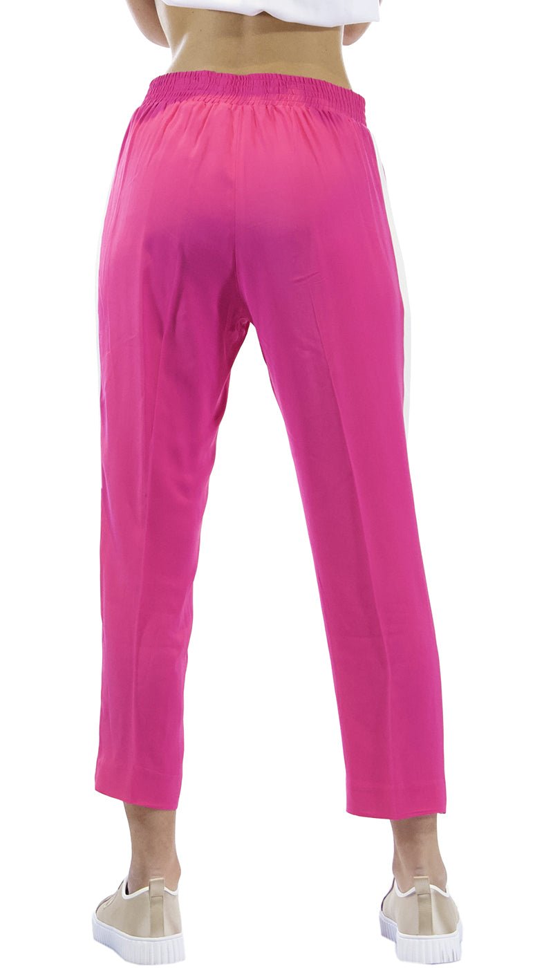 Twinset Milano Pantalone fuxia in georgette e bande laterali. 191TP2328 Pantalone Donna - Boutique Luisa Trendy