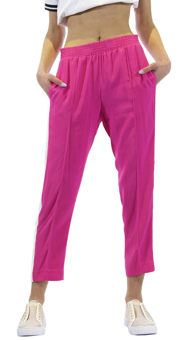 Twinset Milano Pantalone fuxia in georgette e bande laterali. 191TP2328 Pantalone Donna - Boutique Luisa Trendy