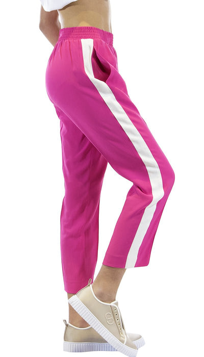 Twinset Milano Pantalone fuxia in georgette e bande laterali. 191TP2328 Pantalone Donna - Boutique Luisa Trendy