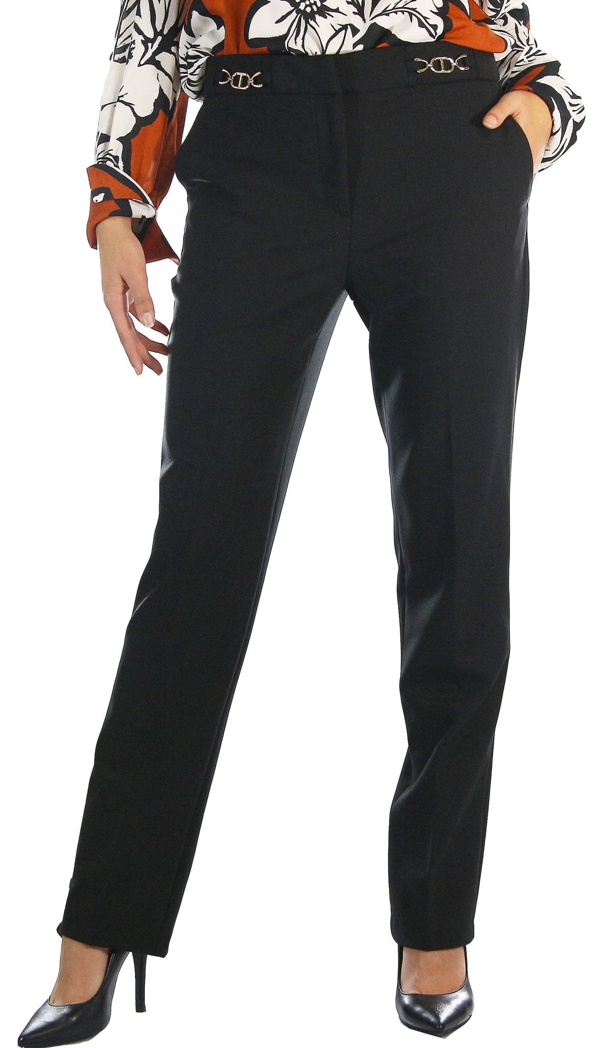 Twinset Milano Pantalone in lana con morsetti logo. Pantalone Donna - Boutique Luisa Trendy