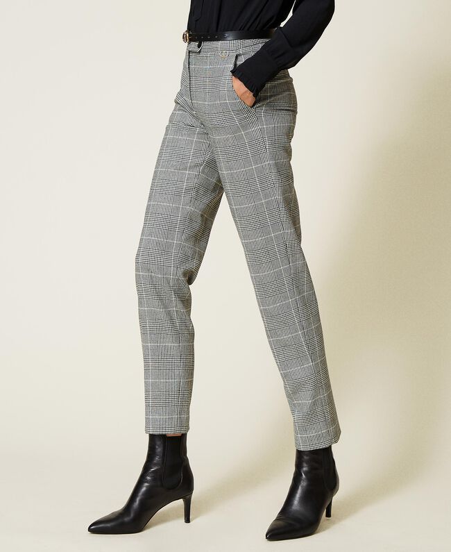 Twinset Milano Pantalone in misto lana Principe di Galles. Pantalone Donna - Boutique Luisa Trendy